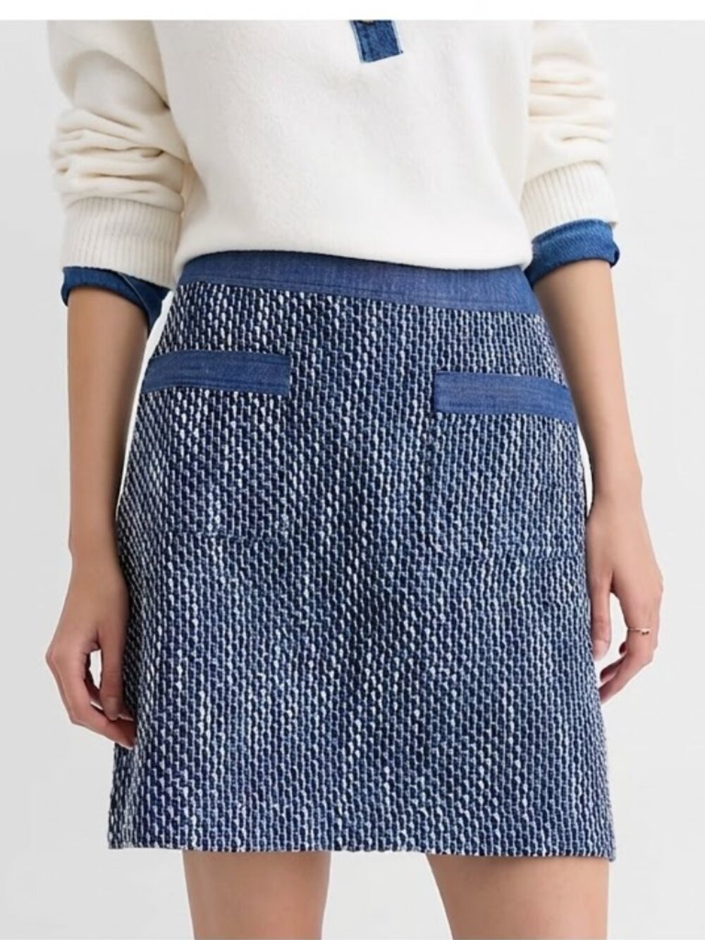 LOFT NWT Women's Size 14 Blue Denim Tweed Mini Skirt